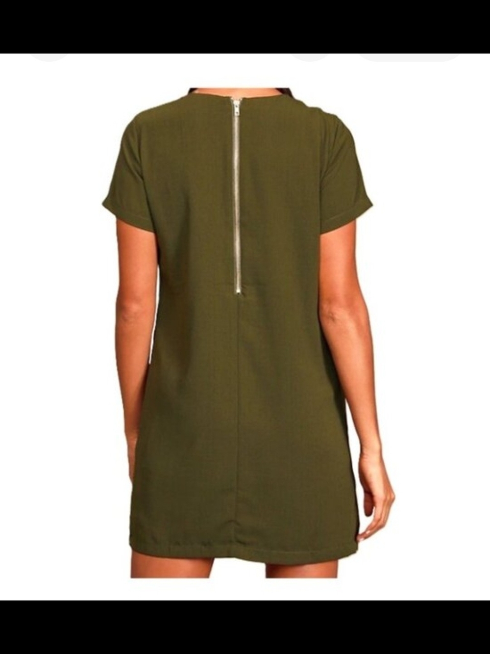 Lulu's Shift & Shout Olive Green Shift Mini Dress Large New With Tags - Picture 3 of 9